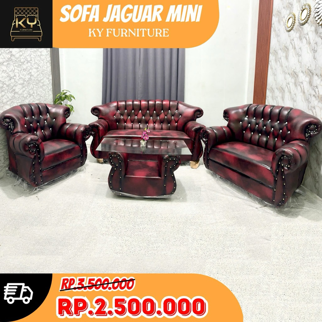 Sofa Jaguar Mini 3:2:1 Maroon | Coklat dan Hitam