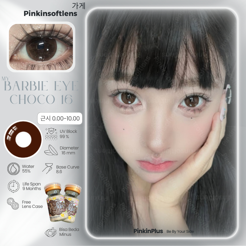 Softlens Premium Coklat Pekat My Barbie Eye Choco Diameter 16 mm Natural Daily Mata Barbie By Pinkin