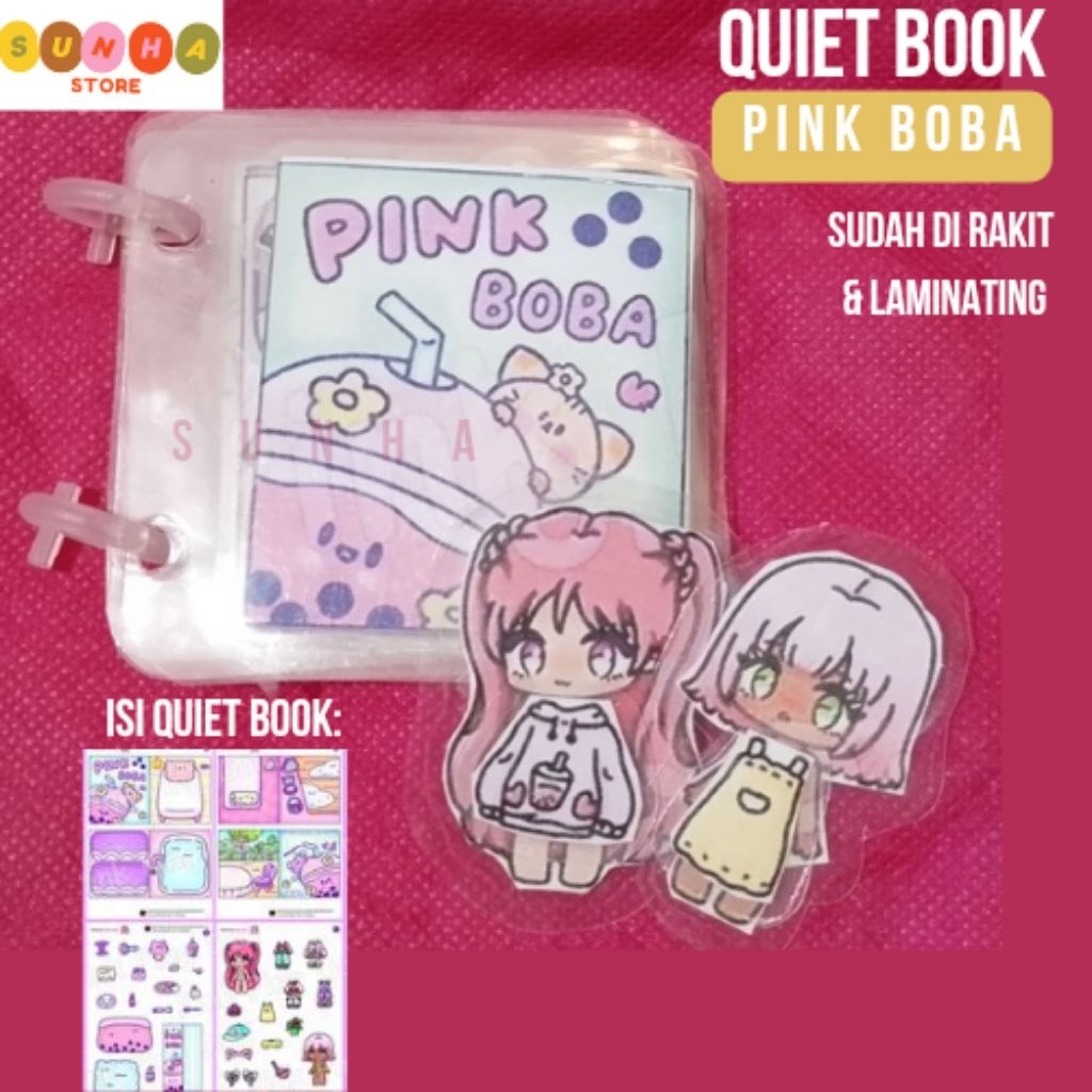 [56] Quiet book boba pink / paper doll book boba pink / paper doll house boba pink