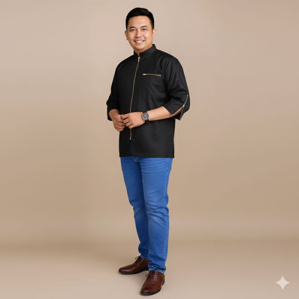 Kemeja pria,outer  pria,kemeja bahan katun,kemeja katun variasi Zipper,kemeja pria murah,kemeja pria