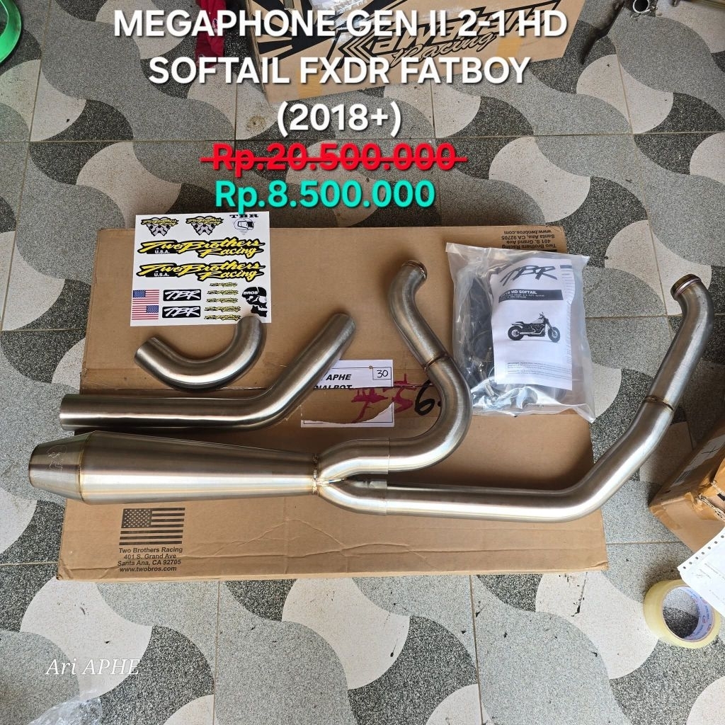 PROMO knalpot TWO BROTHERS MEGAPHONE GEN II 2-1 fullsystem harley davidson HD SOFTAIL / FXDR / FATBO