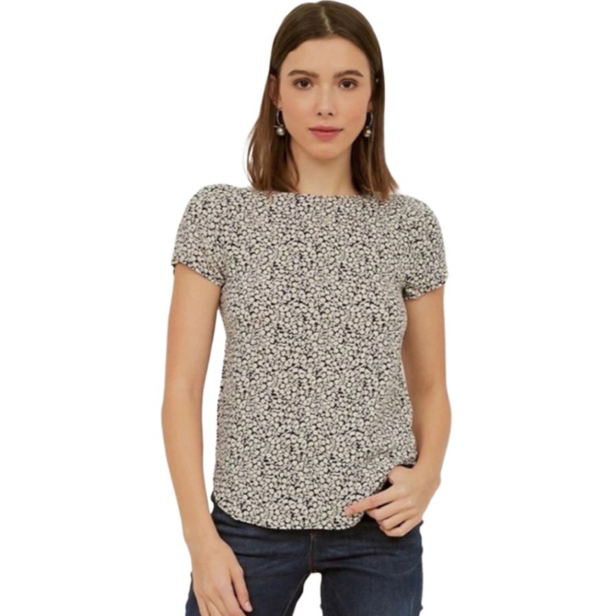 HM Sleeveless Blouse Short Sleeves Brown Floral - Blouse Lengan Pendek Motif Bunga - 100% Cotton