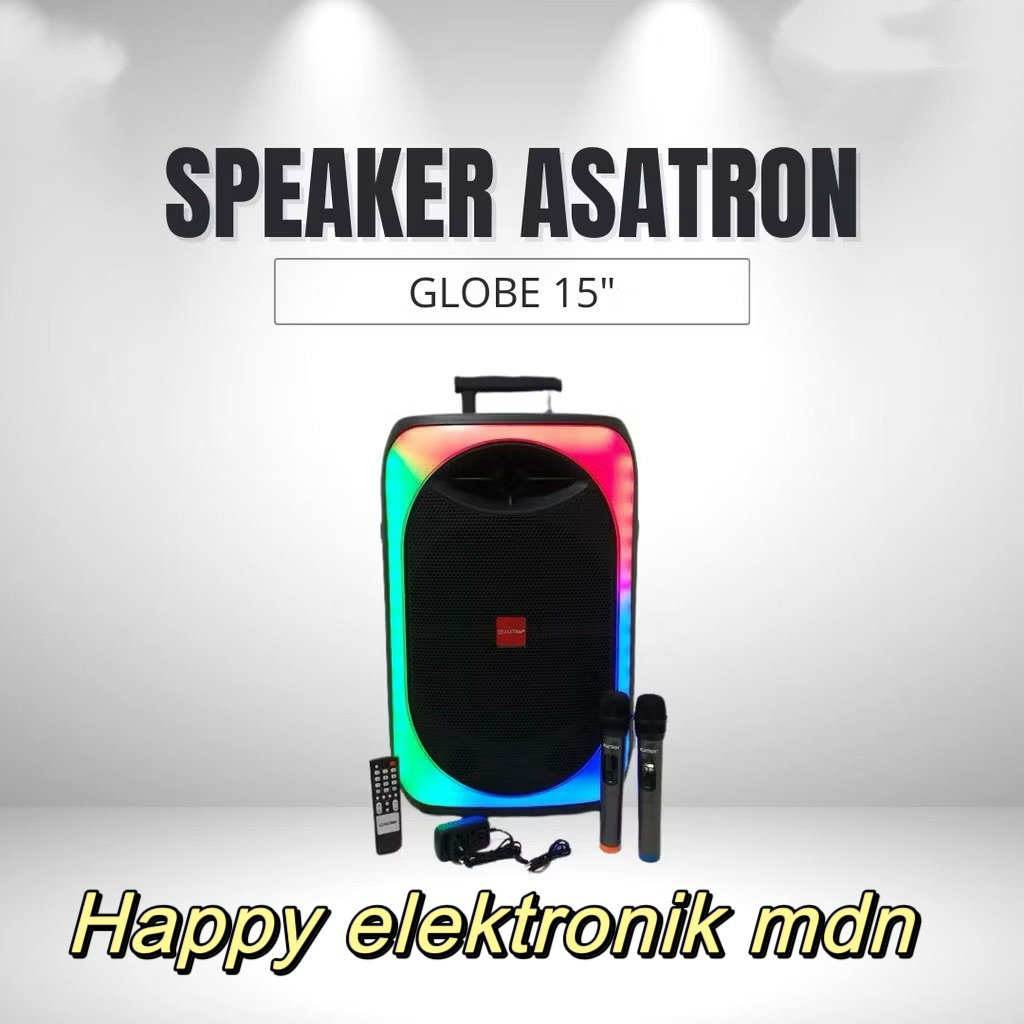 SPEAKER BLUETOOTH ASATRON GLOBE 15 INCH SPEAKER PORTABLE FREE 2 MIC 15 INCI
