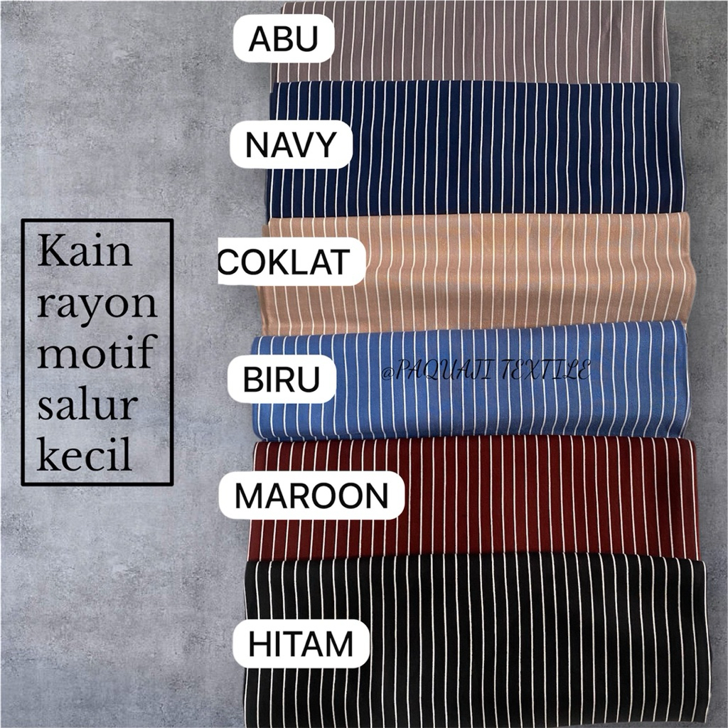 bahan kain katun rayon motif salur kecil kecil /rayon motif salur lidi/rayon viscose salur(harga ter