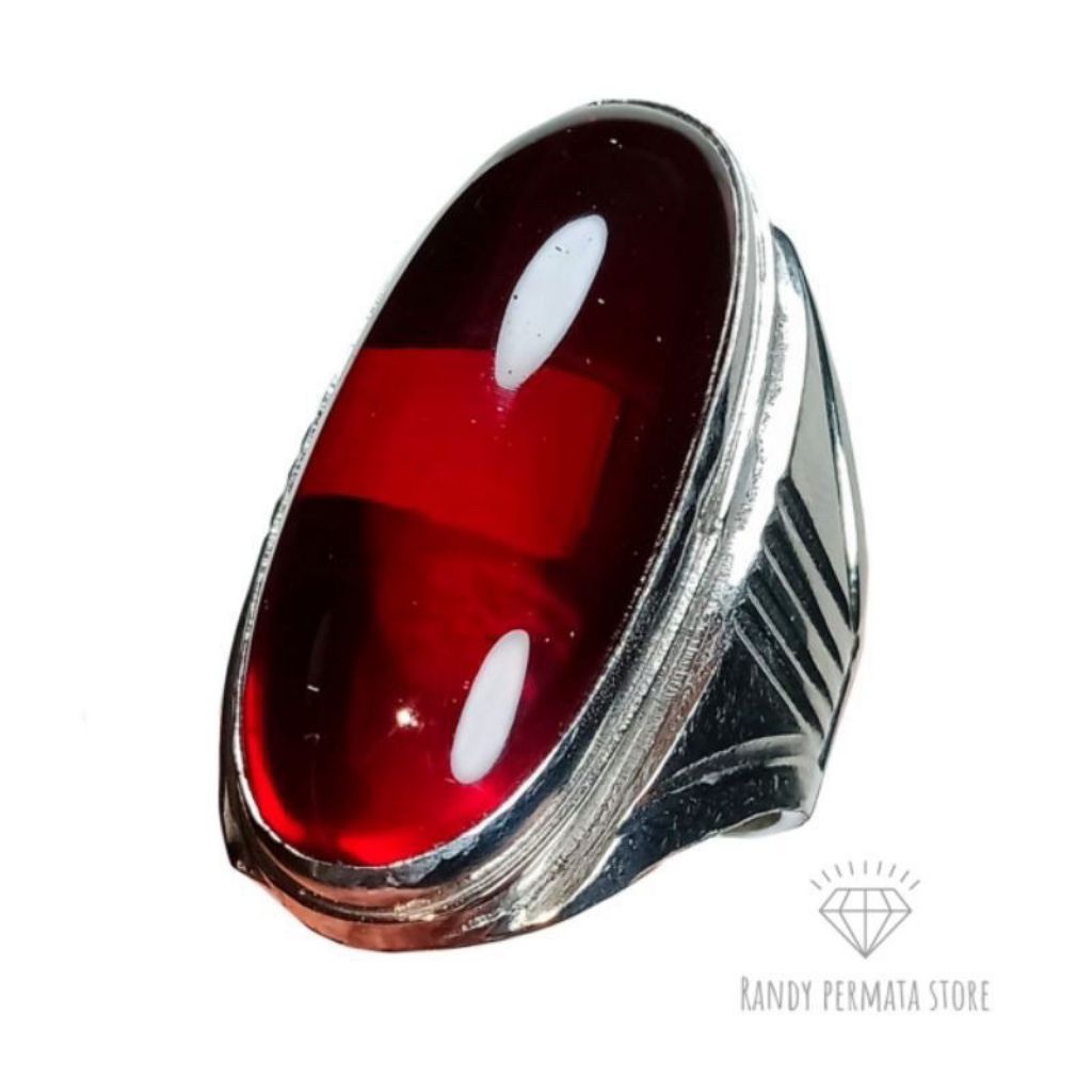 Batu Cincin Pria Merah Delima Pandan Super Mewah Termurah HQ asli