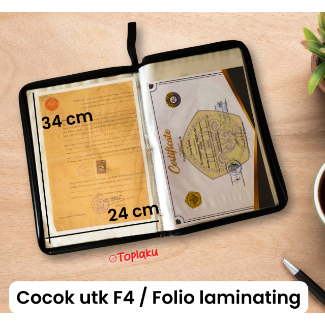 (20 lembar) Map Ijazah / Dokumen Keeper RESLETING ANTI AIR / Document Clear Holder Kulit / Tempat Be