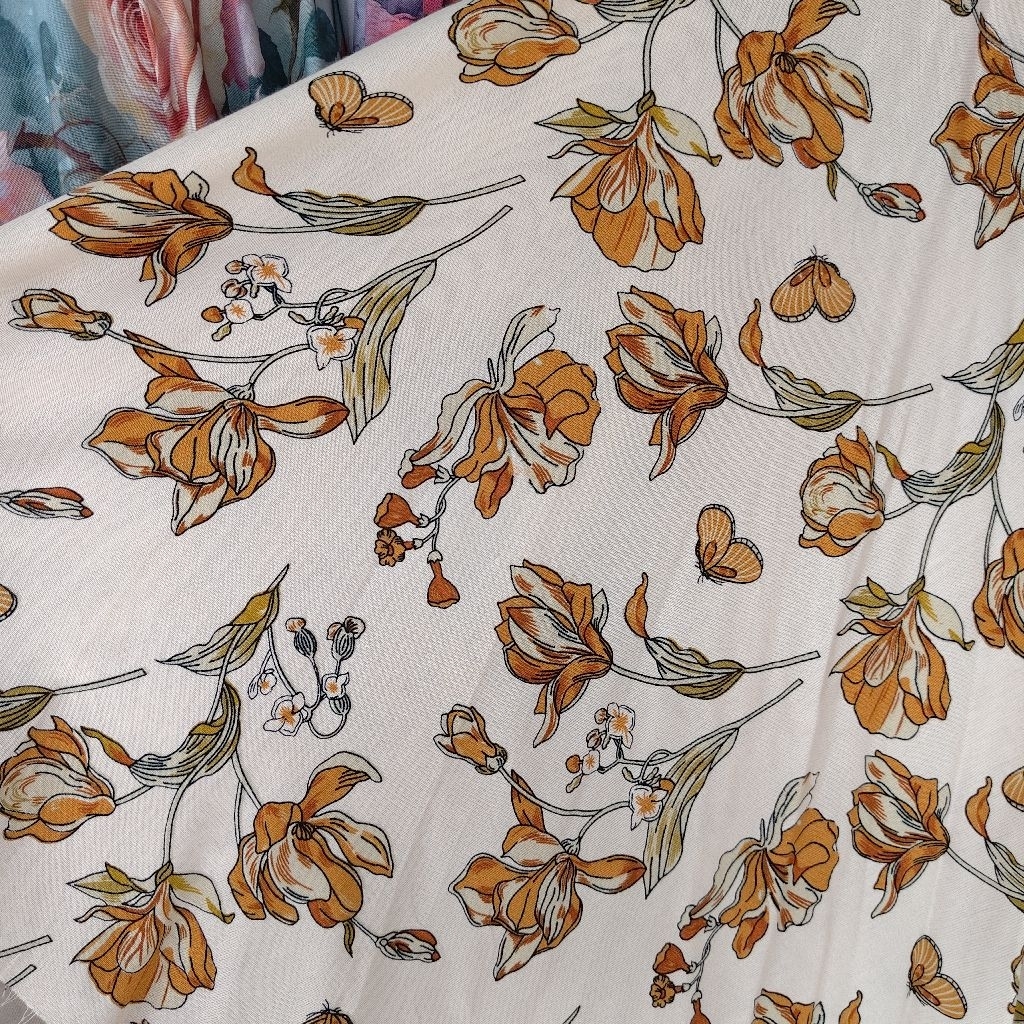 KAIN RAYON VISCOSE PREMIUM MOTIF BUNGA BESAR - KAIN RAYON MOTIF KEMBANG BESAR HARGA/0,5M