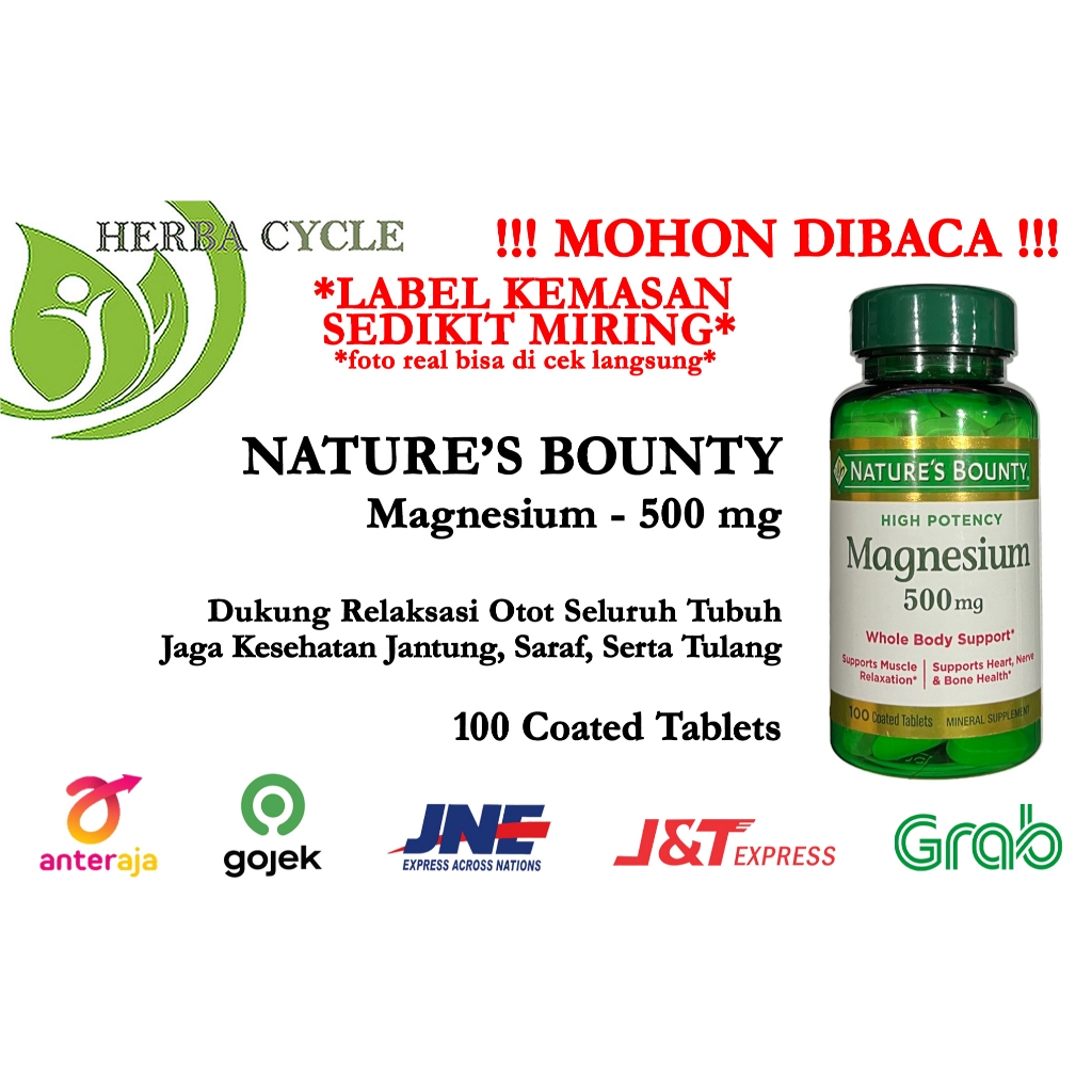 Nature Bounty Magnesium 500 mg 100 Tablets Nature Bounty Magnesium ORI USA