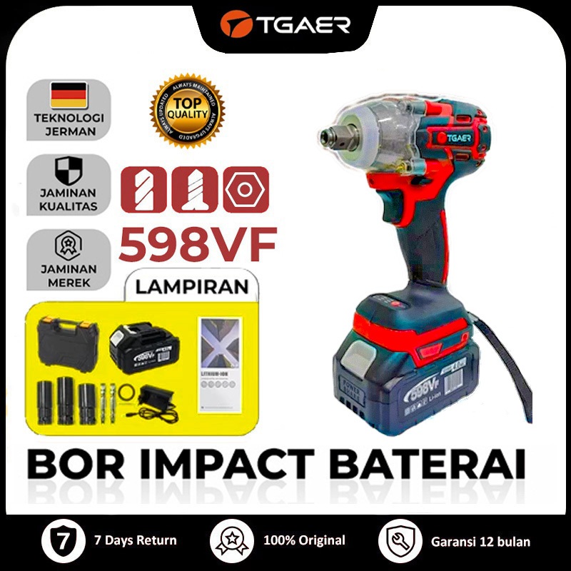TGAER 700NM Impact Wrench Brushless Impact Baterai Cordless Mesin Bor Impact Wrench Listrik Multifun