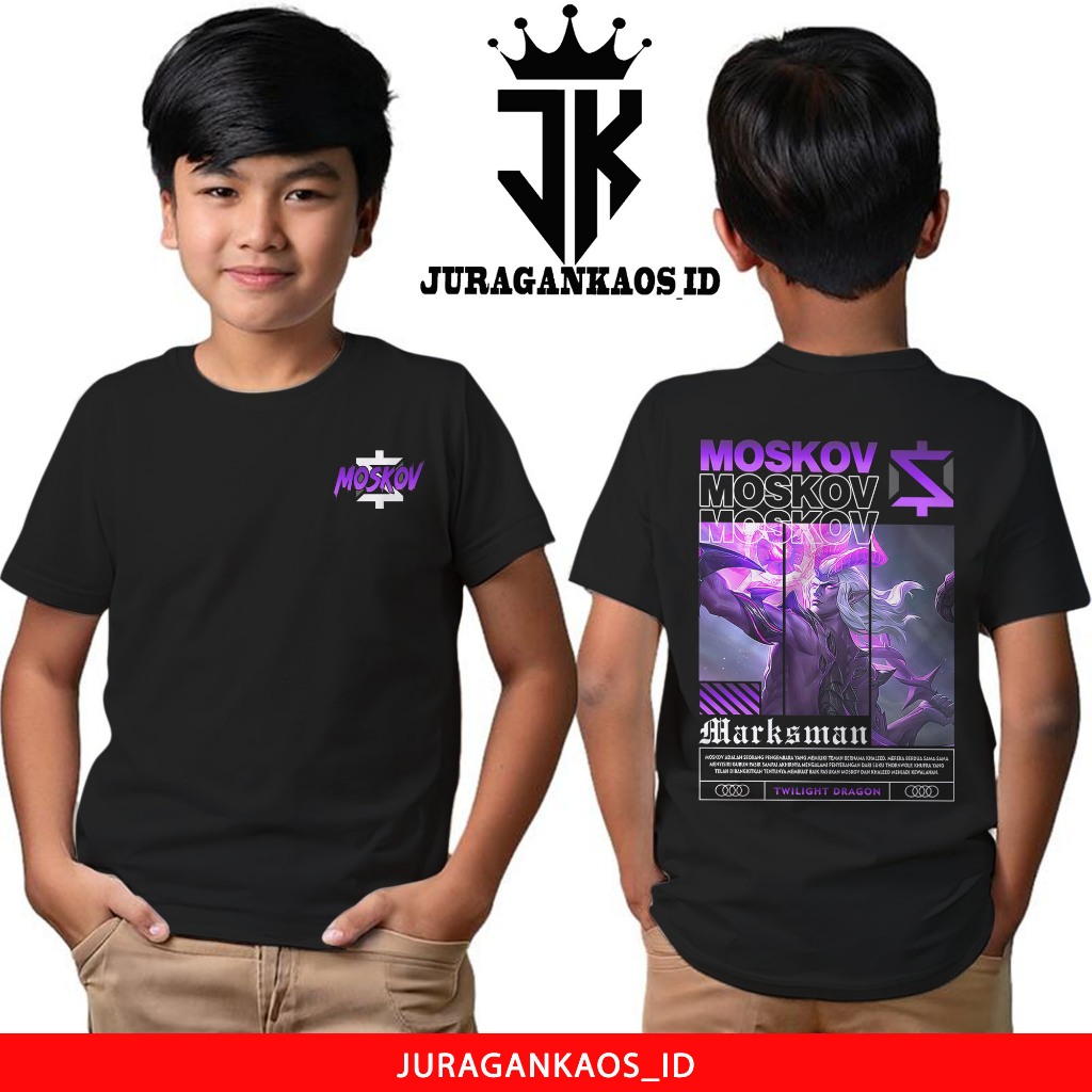 JuraganKaos Anak Motif Mobile Legend Moskov TWilight Dragon - Kaos Anak Usia 1 Tahun Sampai 12 Tahun