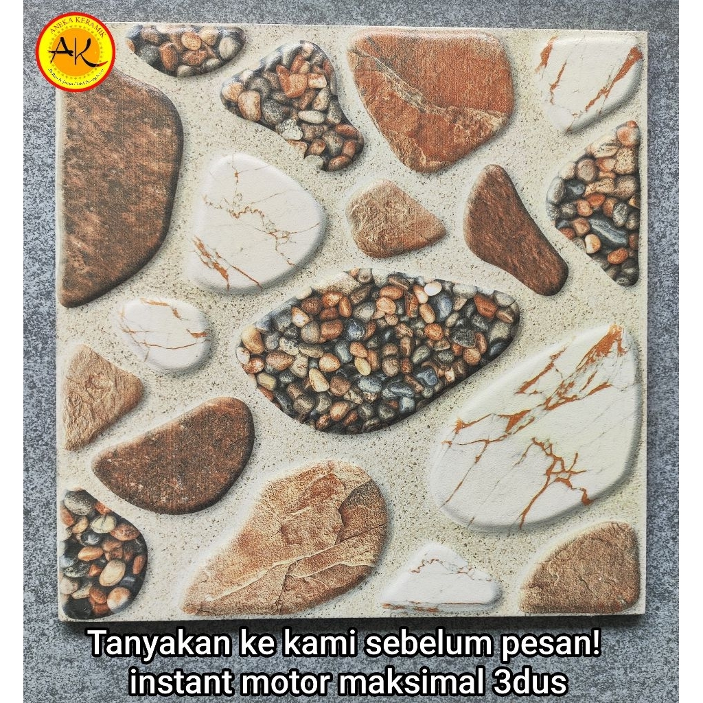 Borghini Beige Keramik 40x40 Lantai Teras Garasi Kamar Mandi Kasar Timbul Motif Batu Alam
