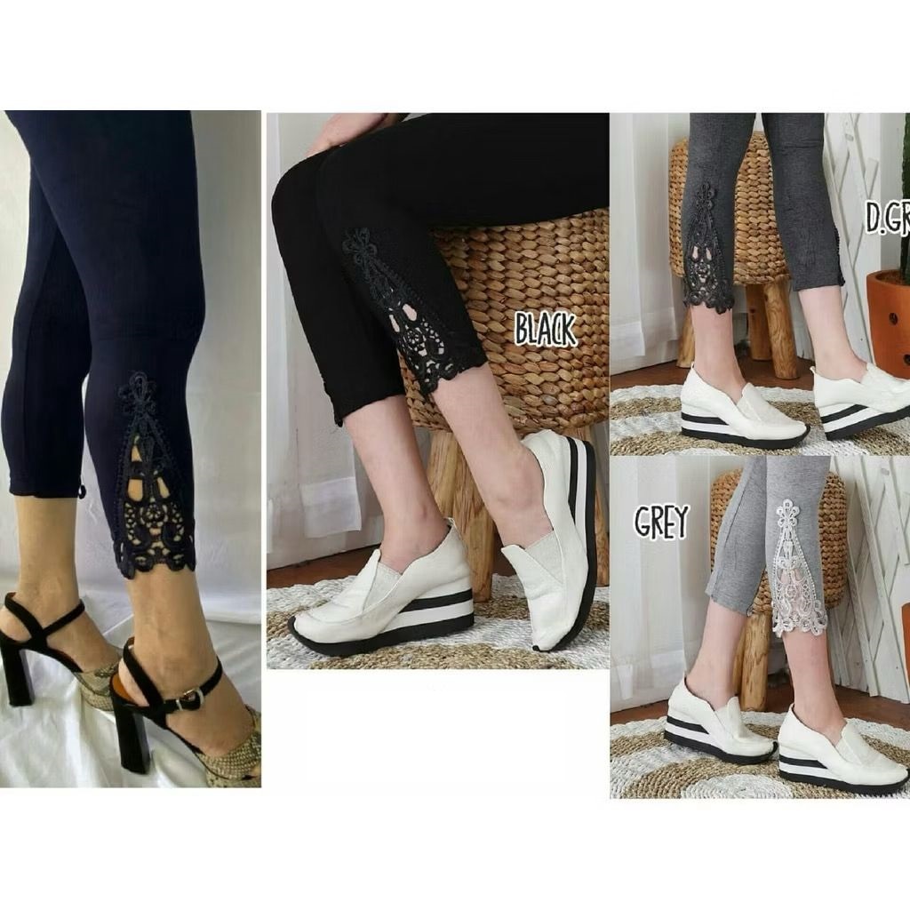 LEGGING HIGHWAIST RENDA KAKI 7per8 IMPORT / LEGGING WANITA MOTIF RENDA
