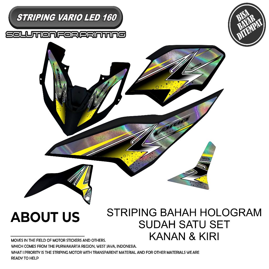 STRIPING STICKER RACING VARIASI HOLOGRAM MOTOR VARIO LED 160