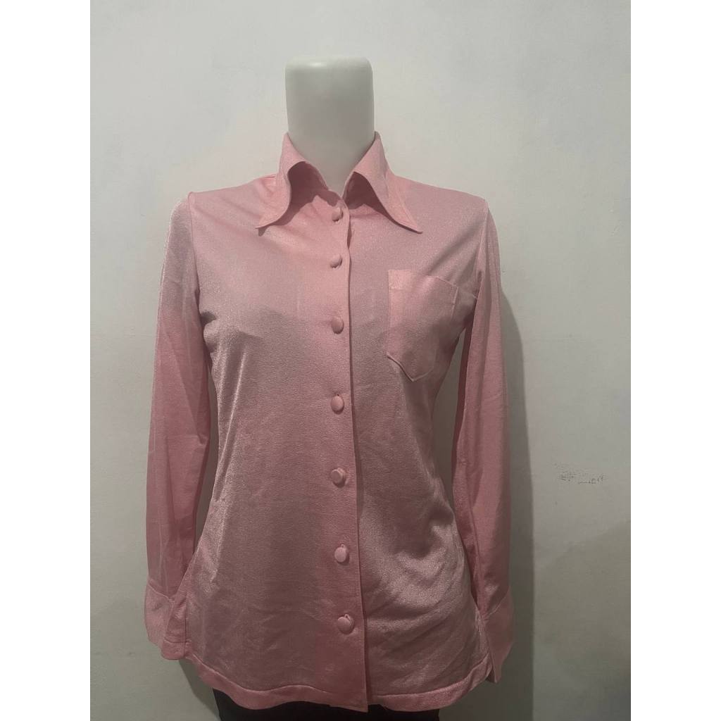 Baju Kemeja Preloved Murah Blouse Wanita Katun Pink Peach