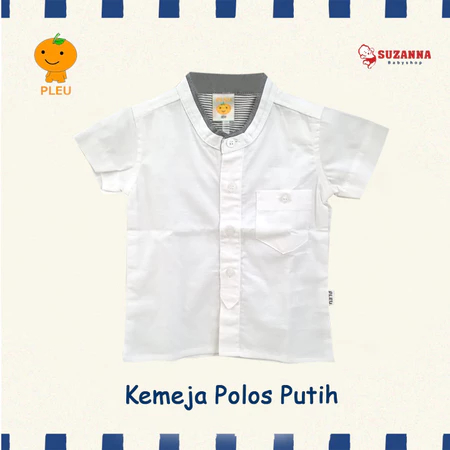 Pleu Kemeja Polos Putih - Kemeja Anak