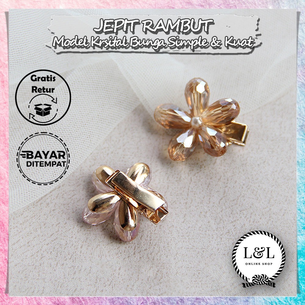 Jepit Rambut Bunga Kristal Premium Hair Clip Elegan Motif Bunga Kristal Coklat Jepit Rambut Fashion 