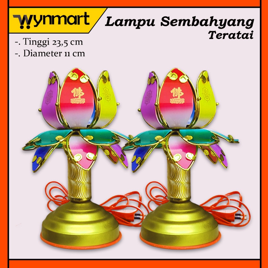 Tempat Lampu Bohlam Altar Teratai Sepasang / Tempat Lampu Bohlam Sembahyang Model Bunga Warna