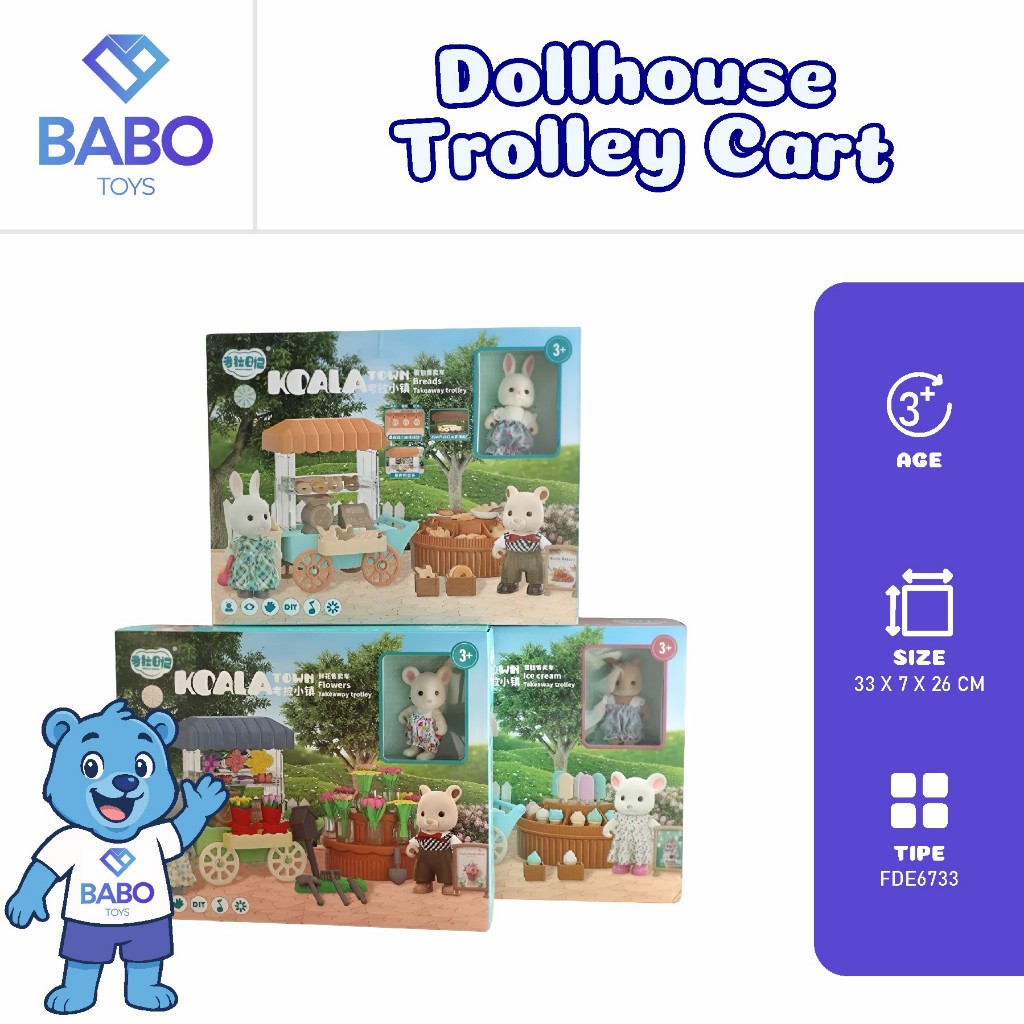 koala diary dollhouse trolley cart stall booth shop edition flower bakery ice cream stall mainan syl