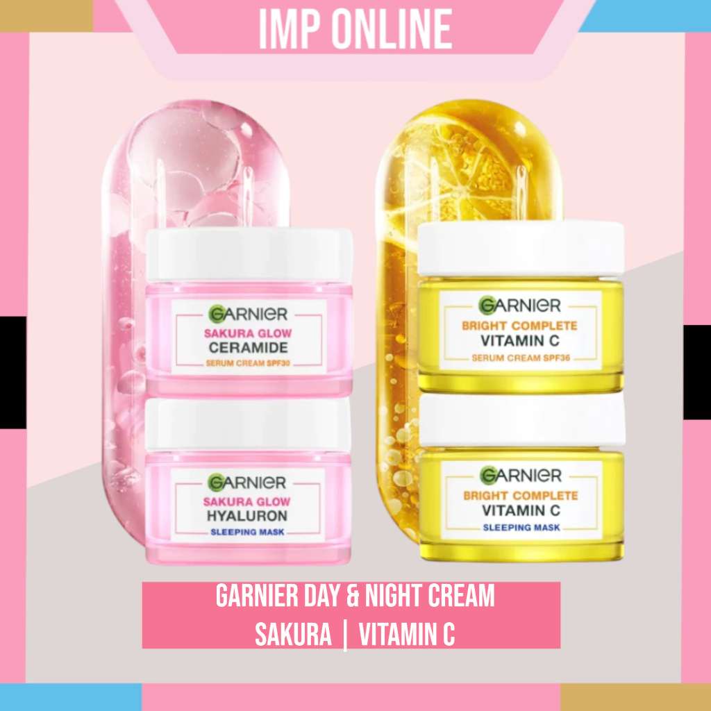 imp- Paket 3in1 Skincare Garnier Bright Complete Vitamin C Daily Set Untuk Mencerahkan Wajah |Sakura