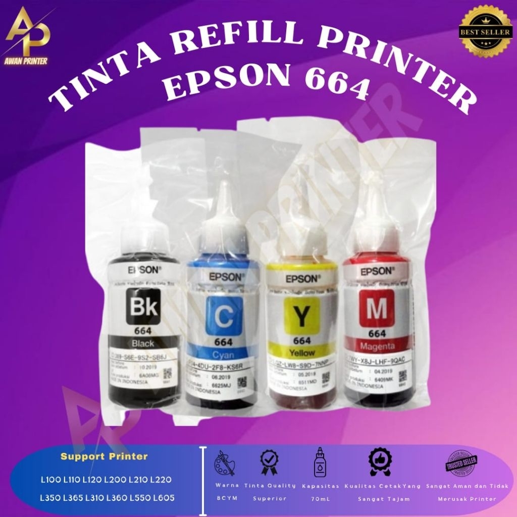 Tinta Printer Epson 664 Losepack Copotan Printer L100 L110 L120 L200 L210 L220
