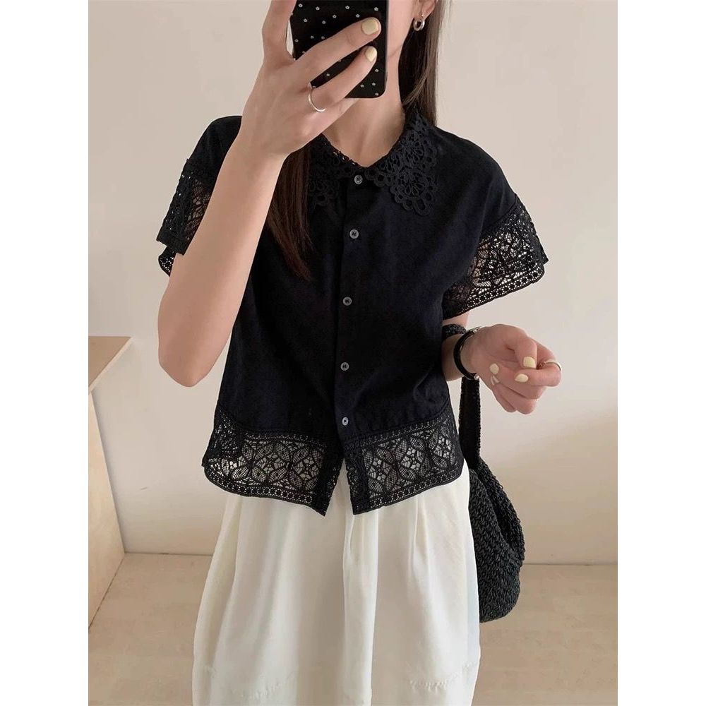 TOP 4867 ATASAN BLOUSE KEMEJE CROP WANITA BLOUSE BROKAT CASUAL ATASAN COTTON WANITA