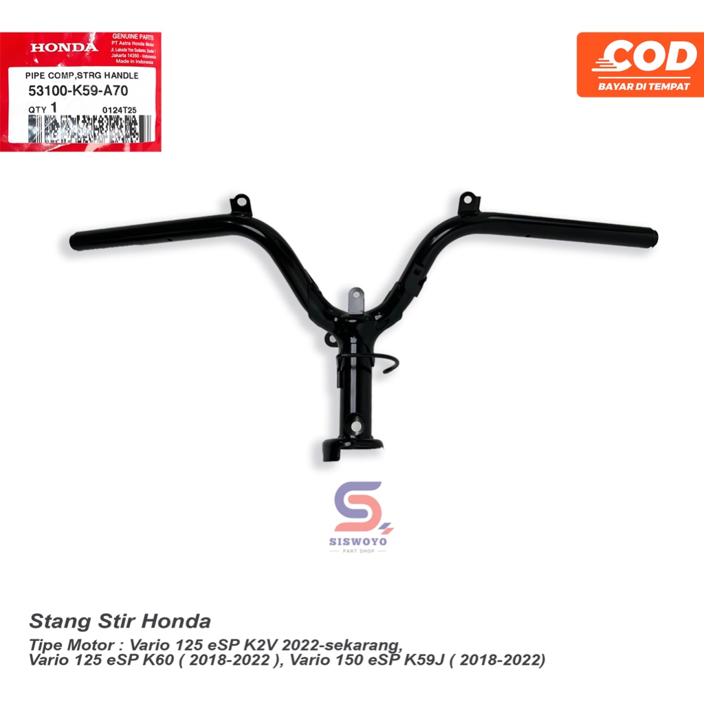 53100K59A70 Stang Stir Honda Vario 150 eSP K59J K60R K2V ORI AHM 53100K59A70
