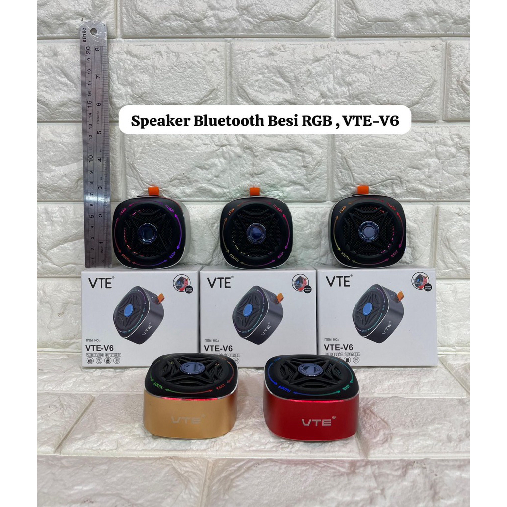 Speaker Bluetooth Audio Portable VTE-V6 Besi Wireless Speaker RGB Light Portable Extra Bass