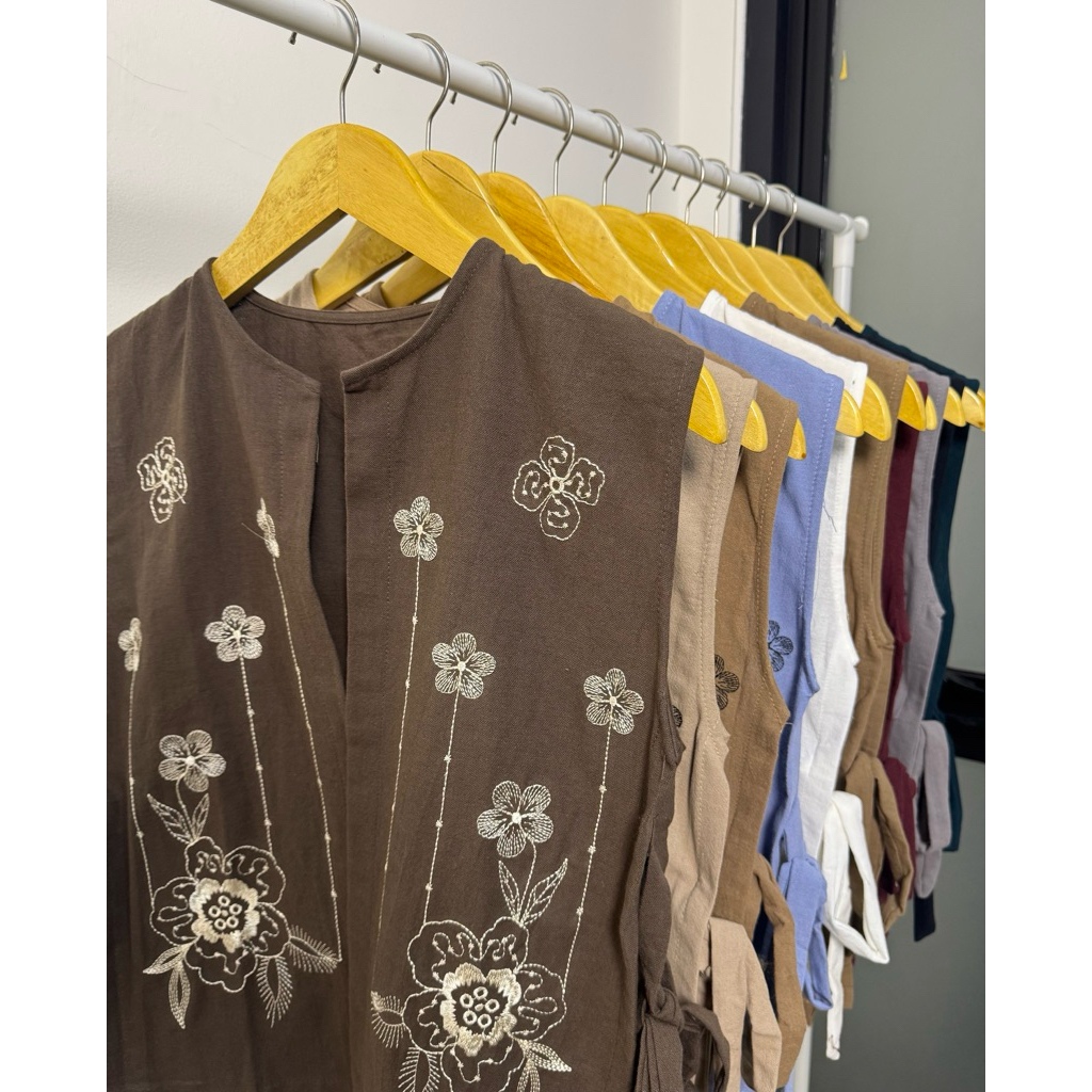 BORJUIS - Kemeja Vest - Vest Bordir - Vest Linen Wanita