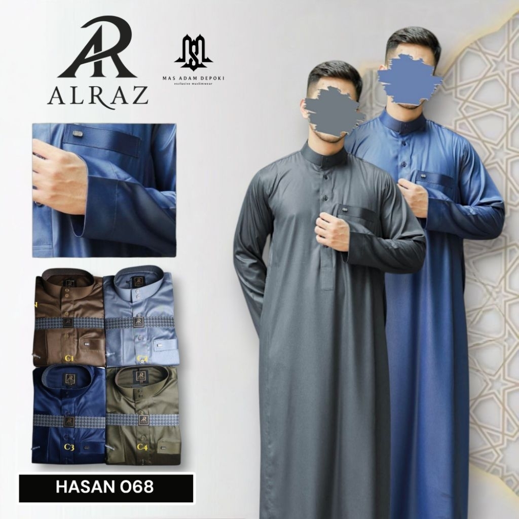 Jubah Al Raz Polyester Hasan Polos Dewasa