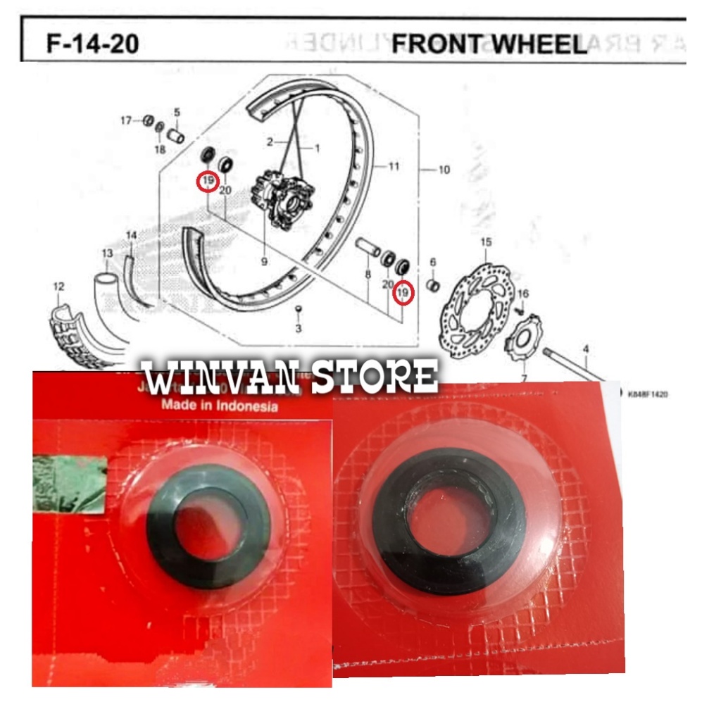 Seal tromol depan CRF 150 seal roda depan kiri kanan Honda crf150 ORI AHM 90755229004 AHM