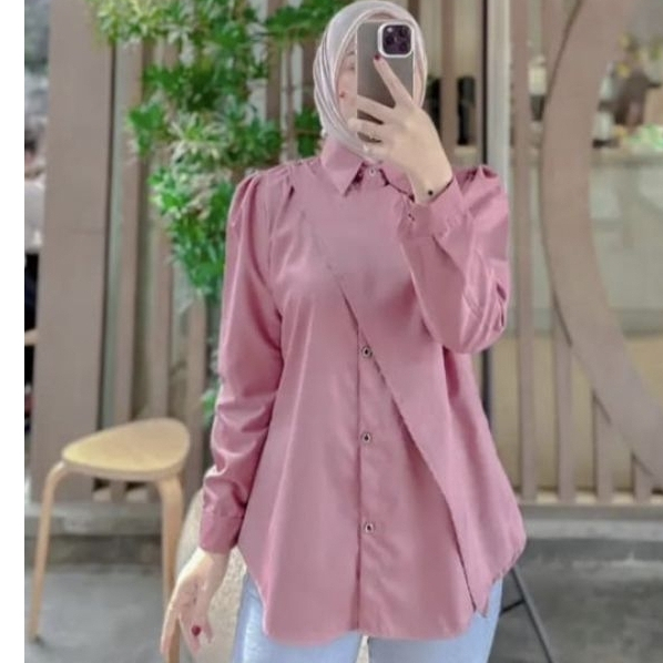 HANIN KEMEJA ATASAN WANITA COTTON TOYOBO POLOS//TREN//MODEL TERBARU