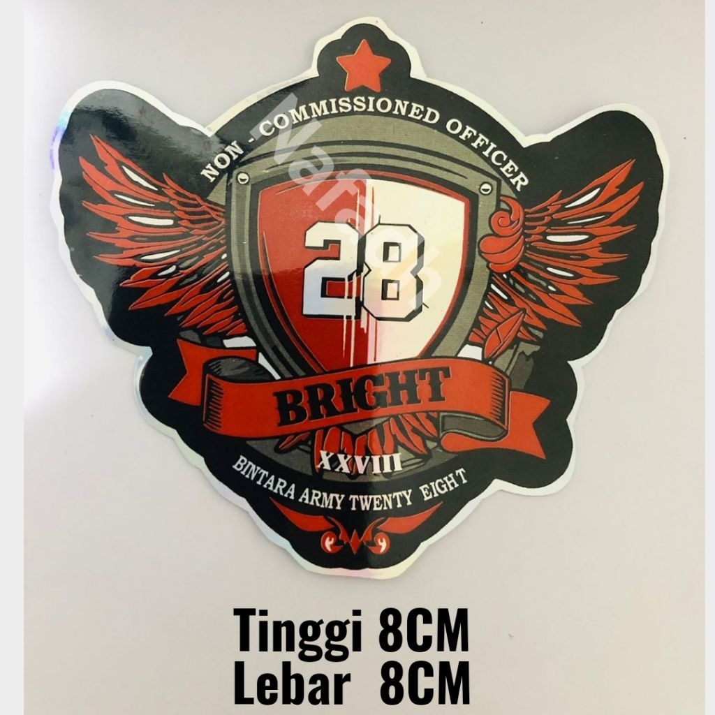 Stiker Bintara PK 28 Bright XXVIII,Stiker tni,stiker army,stiker kendaraan,stiker mobil,stiker motor