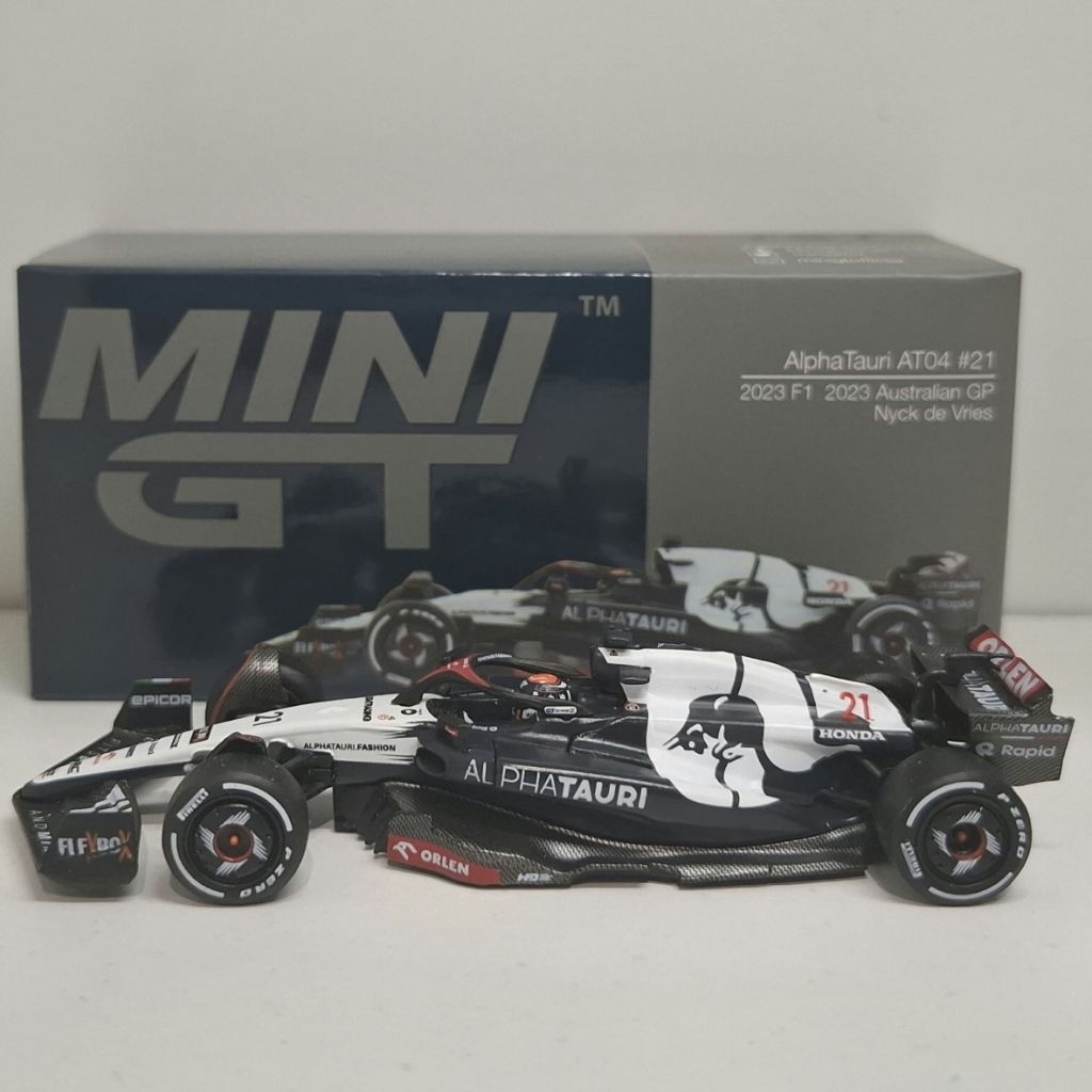 Mini GT AlphaTauri AT04 Australian GP 2023 Nyck de Vries Unsealed Skala 1:64