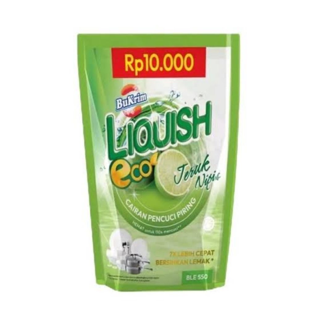 BuKrim Cairan Pencuci Piring Liquish Eco Jeruk Nipis 550ml