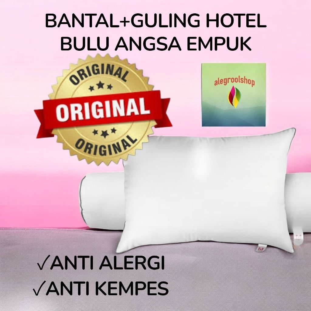 PAKET BANTAL & GULING  BULU ANGSA BANTAL ISIAN BULU ANGSA ASLI  BANTAL ANTI KEMPES BANTAL HOTEL BINT