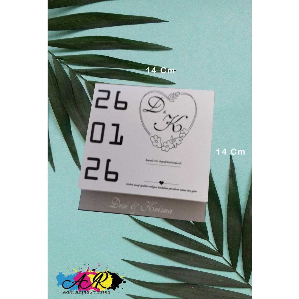 Cetak undangan custom rustic kekinian murah hitam putih