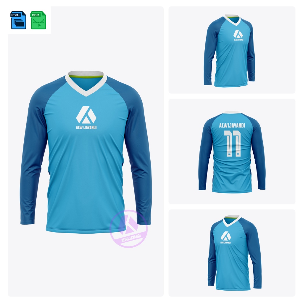 MOCKUP JERSEY VNECK LGN PANJANG RAGLAN // PS CDR