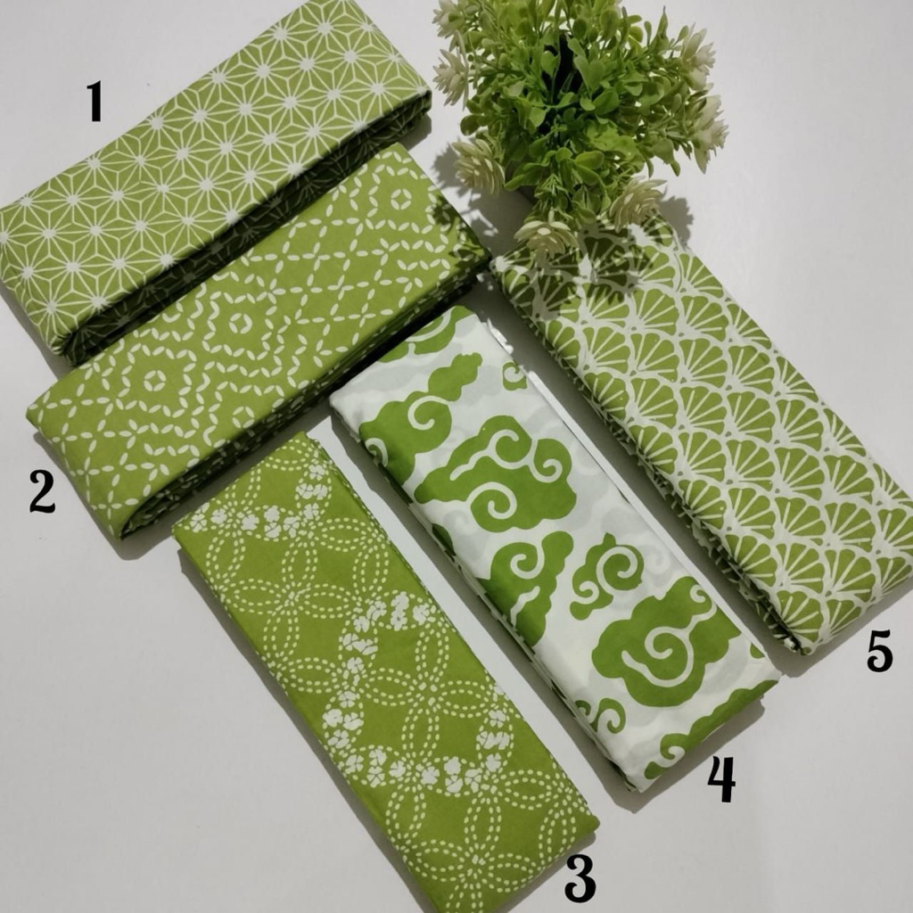 Kain Batik Cap Garutan  Warna Hijau series Kain Batik Meteran Seragaman - Kain Batik Bahan Katun