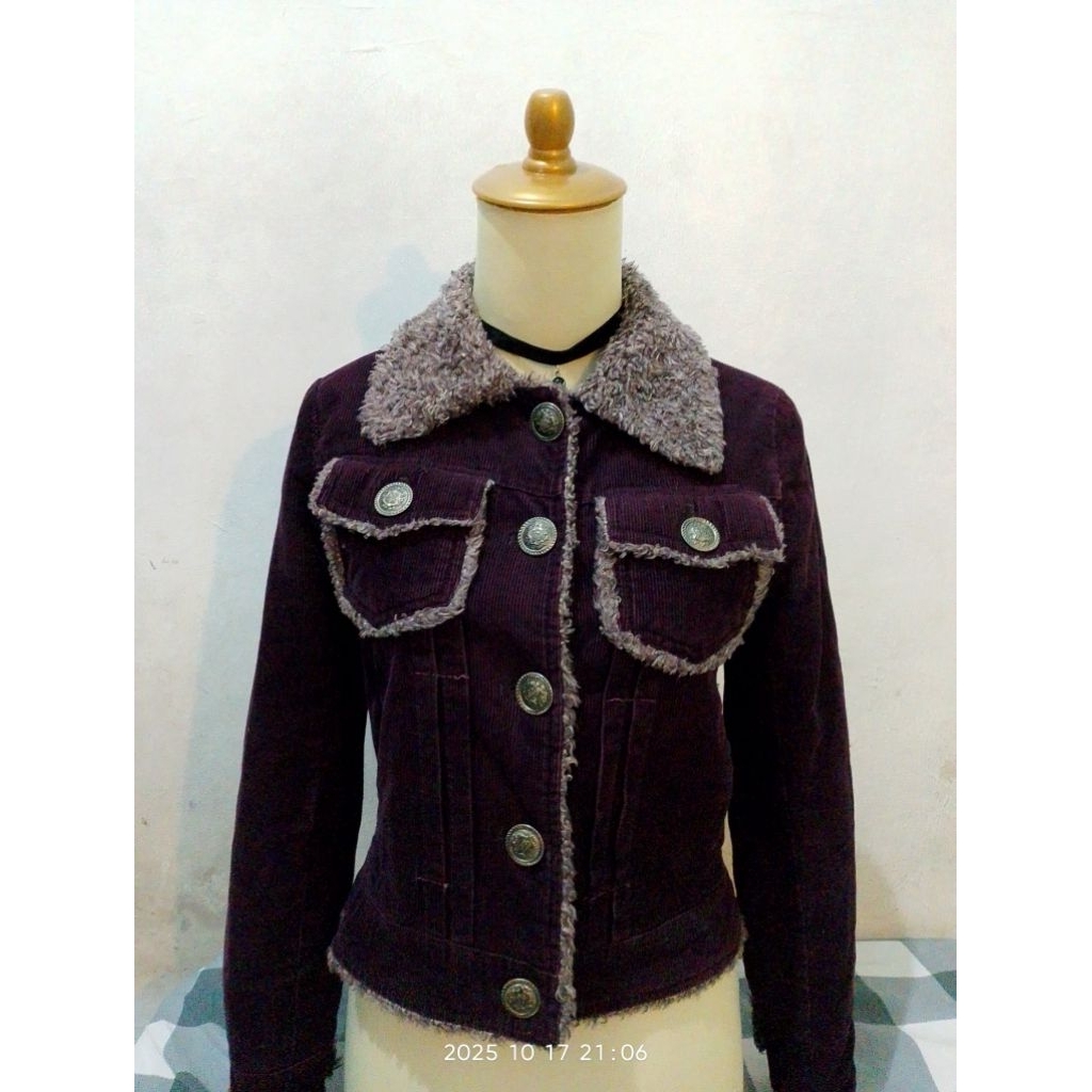 Y2K dark purple fur jacket vkei 2000s