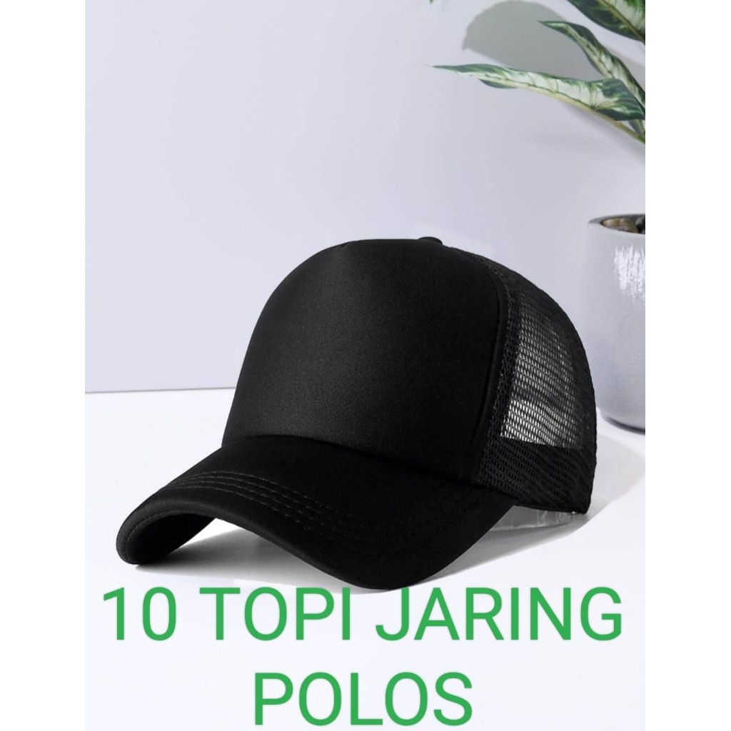 10 pcs topi jaring hitam polos,topi jaring keren topi jaring unisex topi jaring original topi jaring