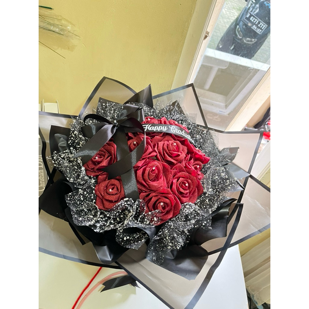 OPEN PO Round buket bunga satin || Buket jumbo bunga satin || 15 tangkai