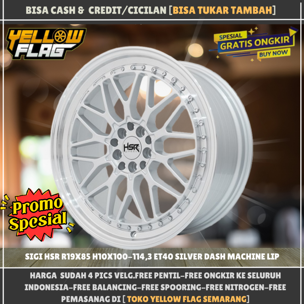 Velg mobil grandis,civic,camry ring 19 - pelek HSR SIGI r19 pcd 5x100-5x114 et40 lebar 8,5 SILVER