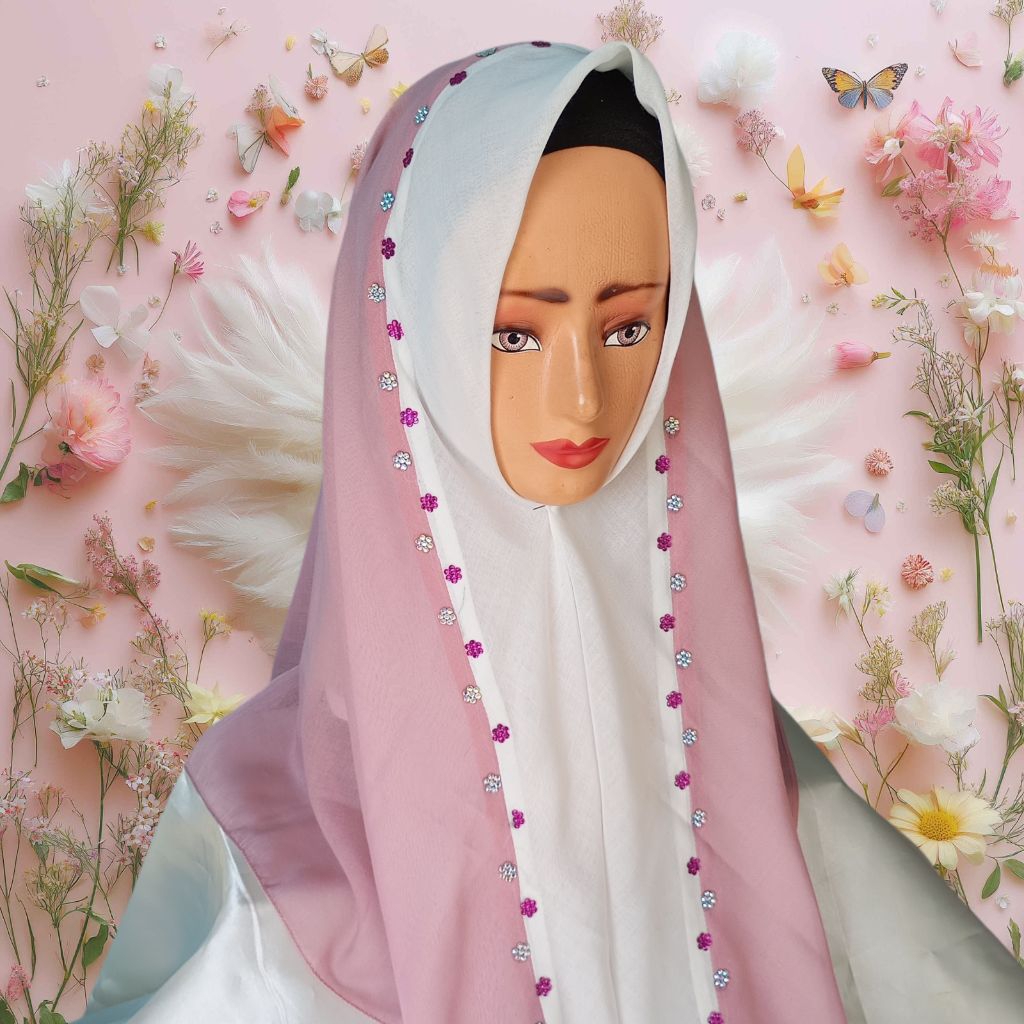 hijab 2 warna, paris 2 warna