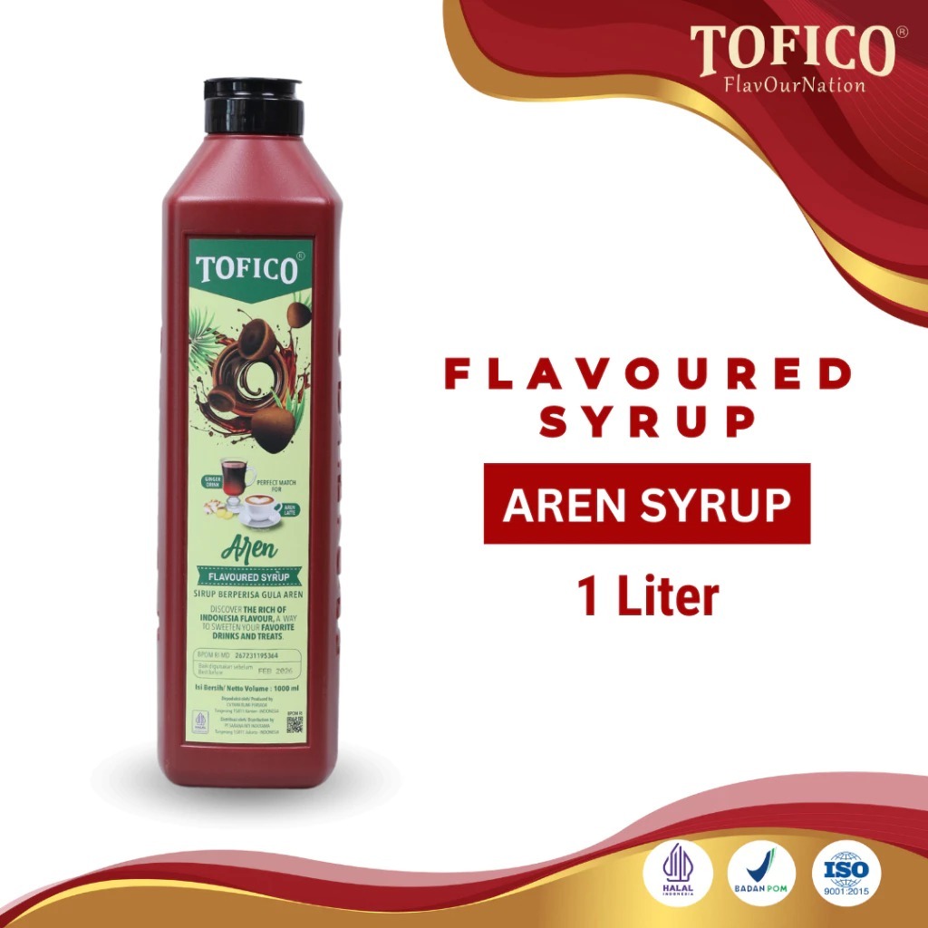 Flavoured Syrup Aren Tofico / Minuman Gula Aren Syrup Premium 1 Liter / Tofico Syrup Official