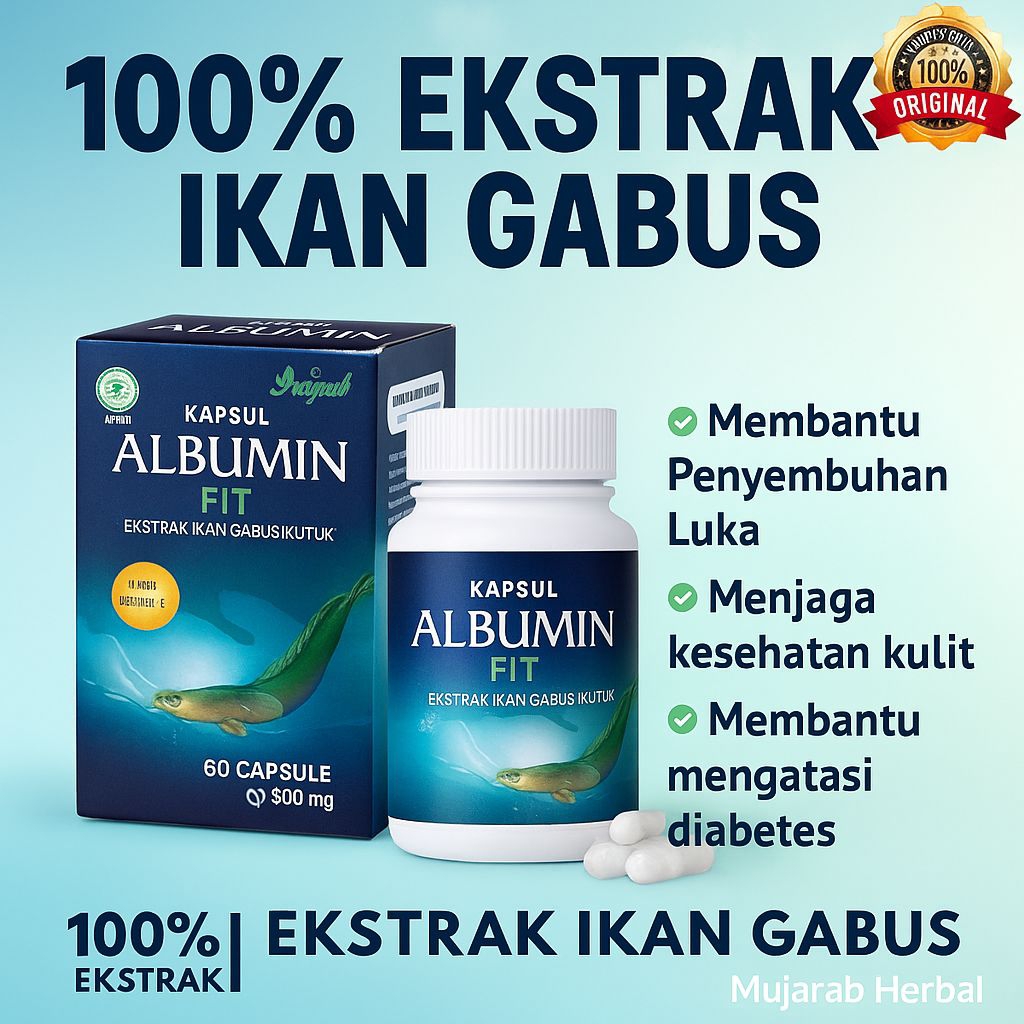 Kapsul Albumin Ikan Gabus Asli | Suplemen Herbal Alami Isi 60 Kapsul