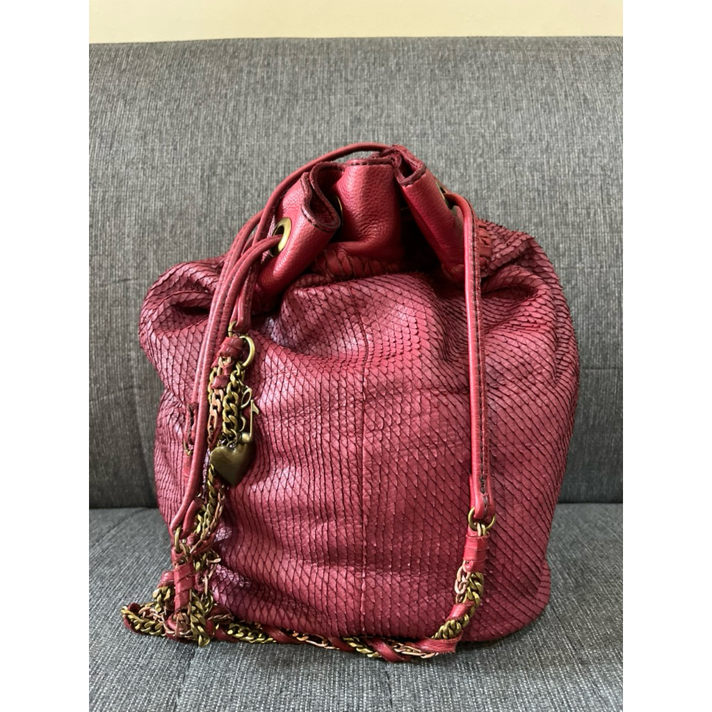 Tas Preloved Kulit Asli Bucket Bag Tas Serut