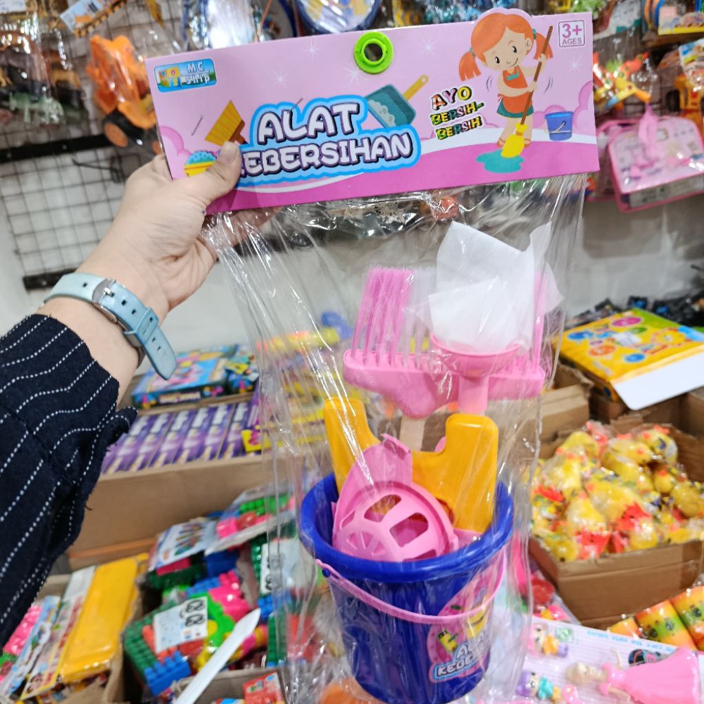 Mainan Alat Kebersihan Anak | Set Ember, Sapu, Pel, Serok | Mainan Edukasi Anak