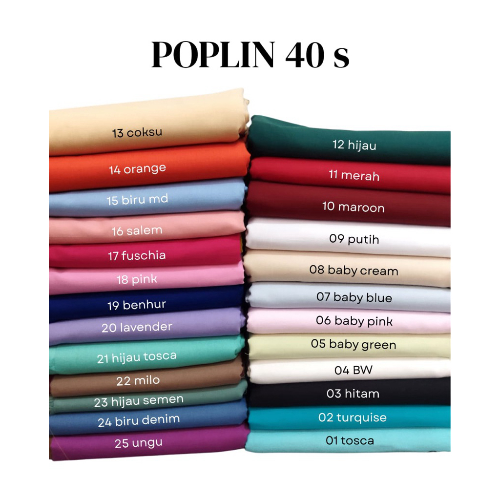 TokokainJKT Kain Katun Poplin / Cotton Poplin Premium 100% Katun Harga per 0,5 meter
