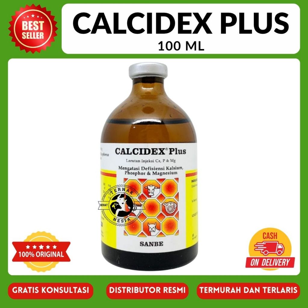 CALCIDEX PLUS 100 ml Obat Sapi Kambing Lumpuh Injeksi Ampuh Sanbe