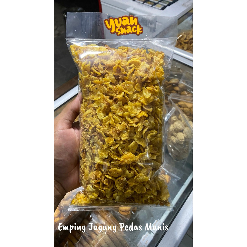 Emping Jagung 500 Gr  Murah Rasa Pedas Manis / Jagung Geprek Camilan Murah Emping Corn